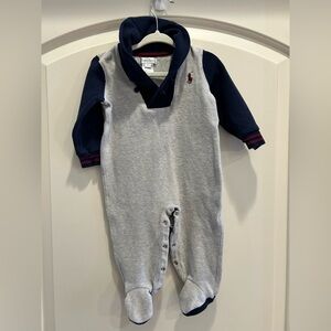 Ralph Lauren Navy and Gray Baby Footie size 9 months